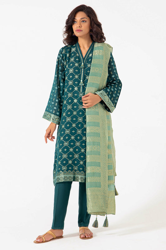 Unstitched 3 Piece Jacquard Suit