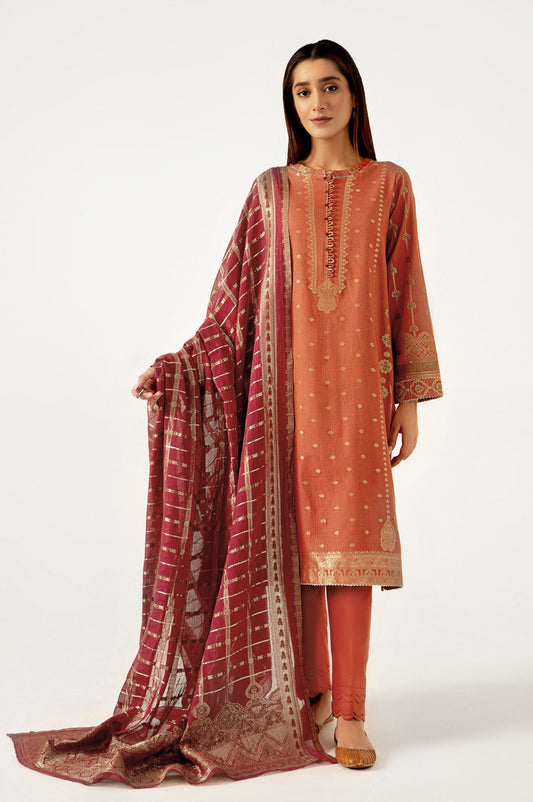 Unstitched 3 Piece Jacquard Suit