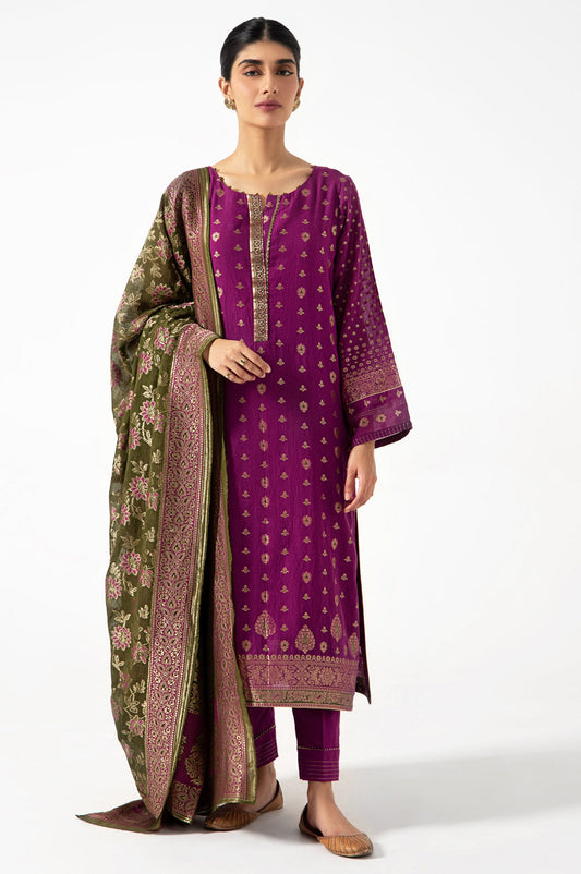 Unstitched 3 Piece Jacquard Suit