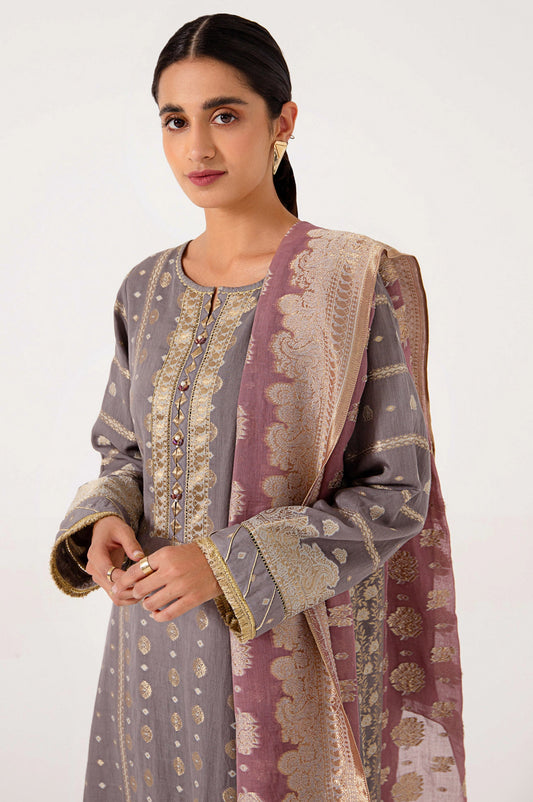 Unstitched 3 Piece Jacquard Suit