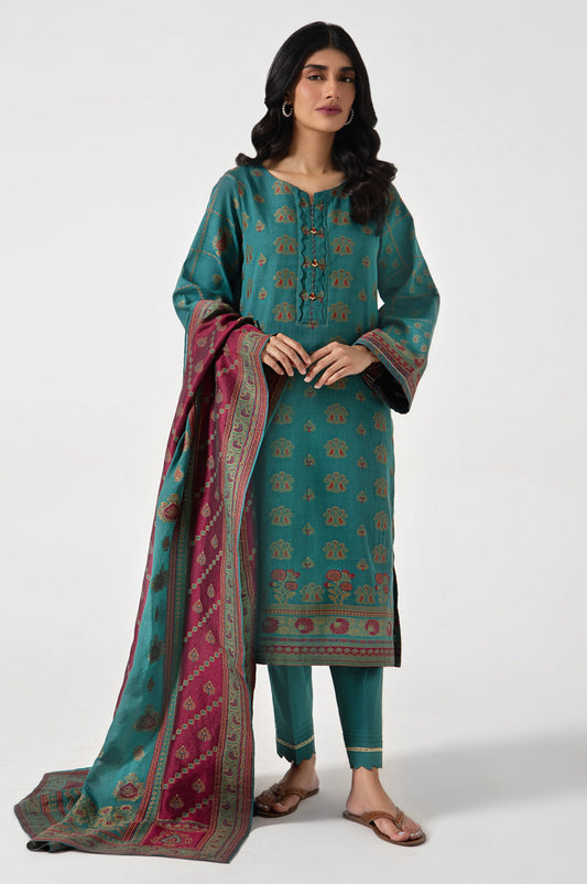 Unstitched 3 Piece Jacquard Suit