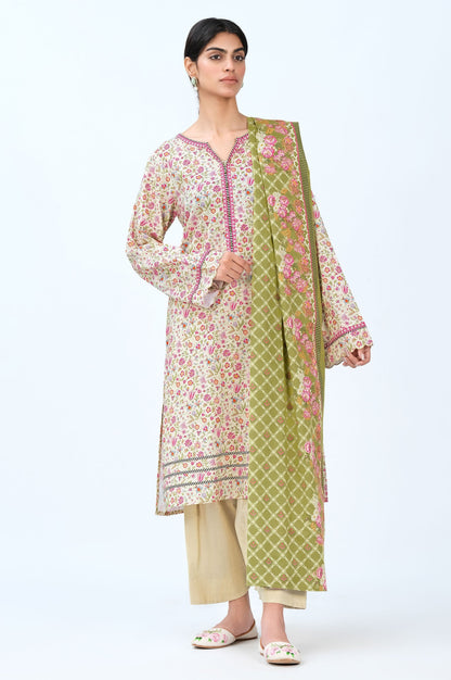 Stitched 3 Piece Printed Cambric Suit