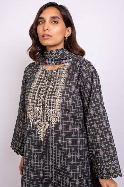 Stitched 3 Piece Embroidered Khaddar Suit