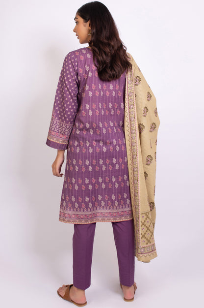 Stitched 3 Piece Embroidered Khaddar Suit