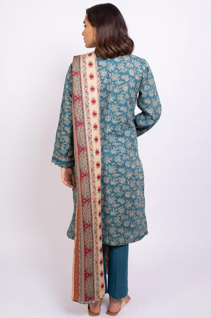 Stitched 3 Piece Printed Khaddar Suit