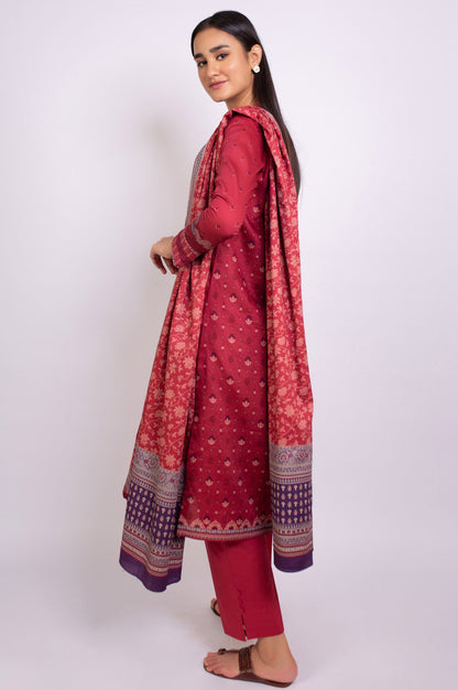 Stitched 3 Piece Embroidered Cottel Suit