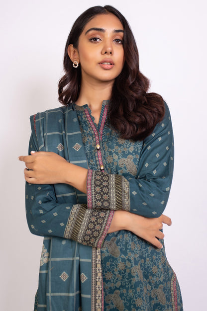 Stitched 3 Piece Printed Cottel Suit