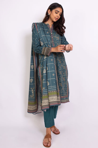 Stitched 3 Piece Printed Cottel Suit