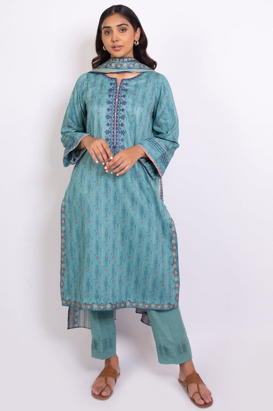 Stitched 3 Piece Embroidered Cottel Suit