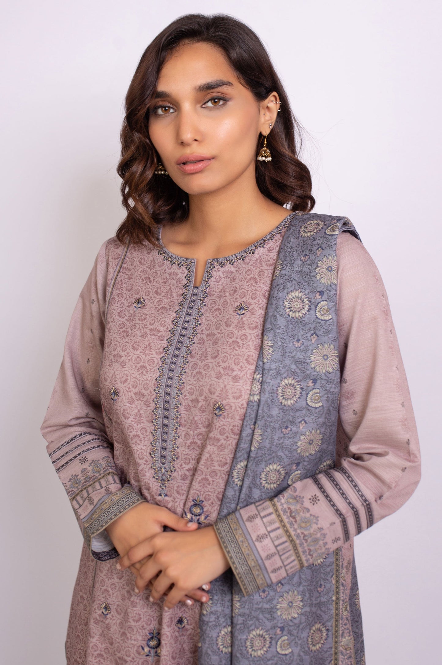 Stitched 3 Piece Embroidered Cottel Suit