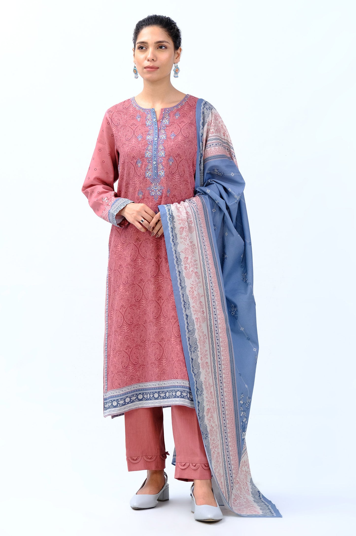 Unstitched 3 Piece Embroidered Cottel Suit