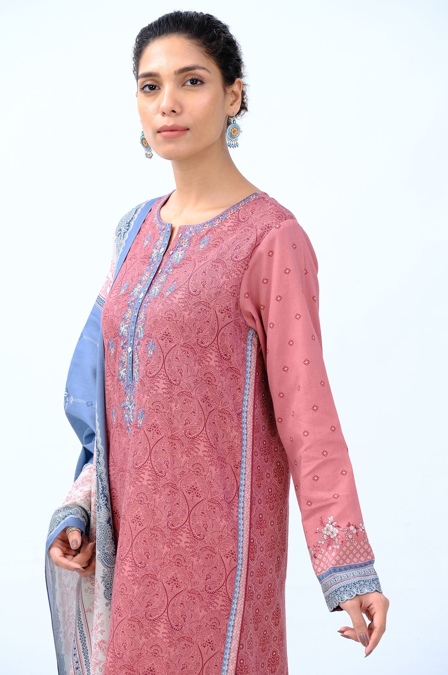 Stitched 3 Piece Embroidered Cottel Suit