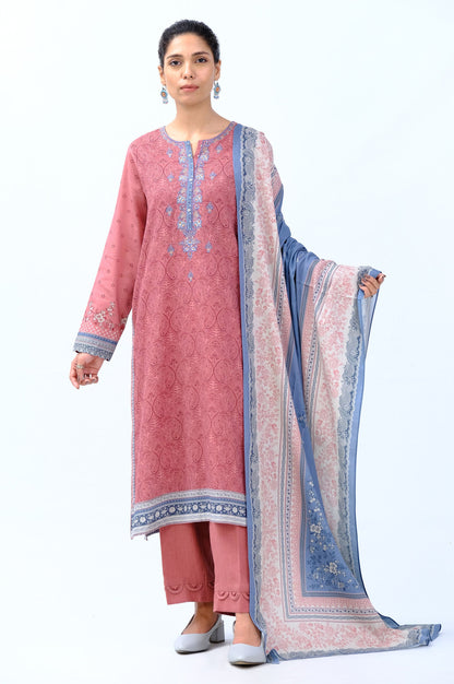 Stitched 3 Piece Embroidered Cottel Suit