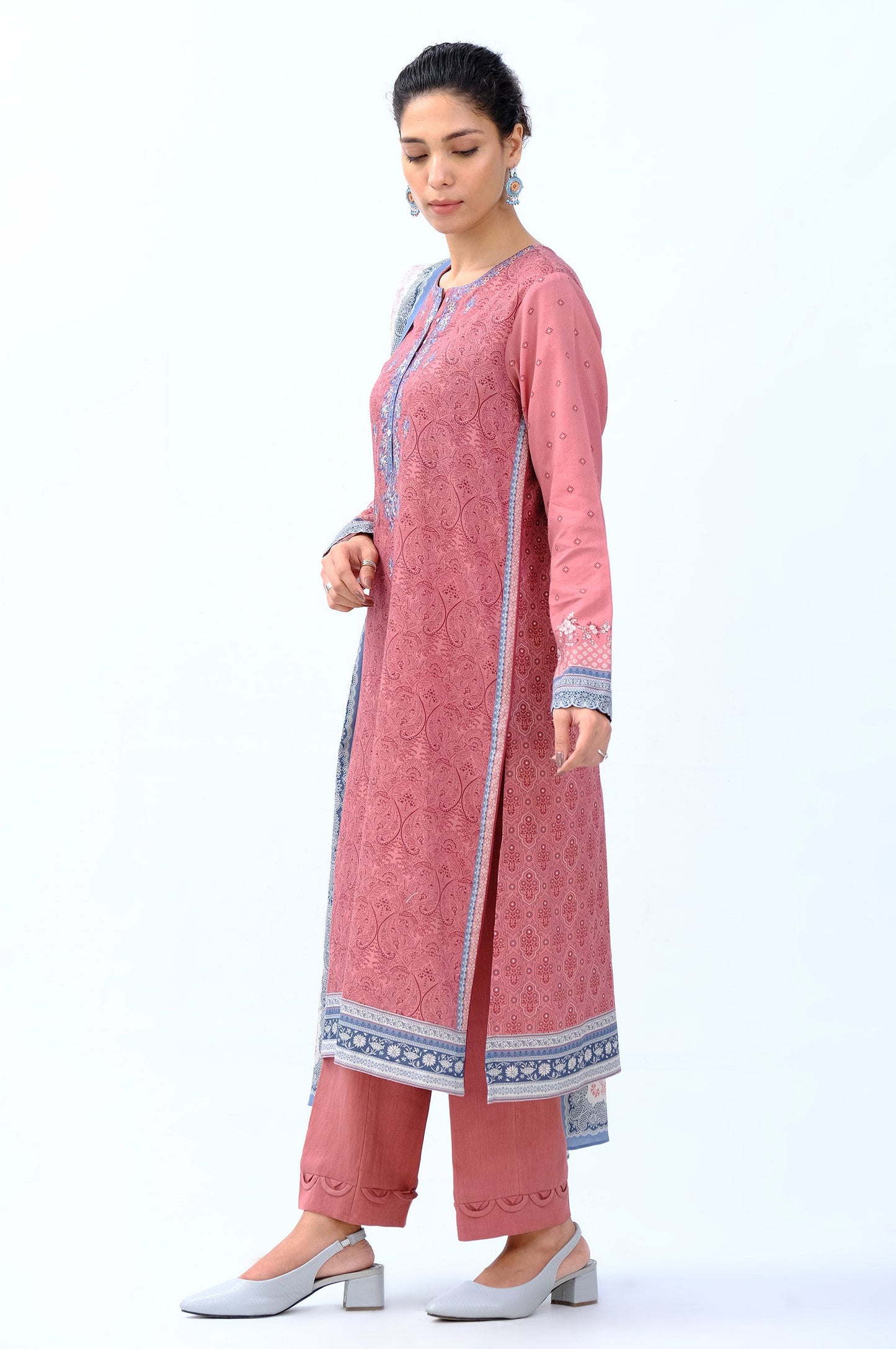 Stitched 3 Piece Embroidered Cottel Suit