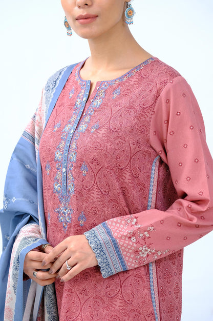 Stitched 3 Piece Embroidered Cottel Suit