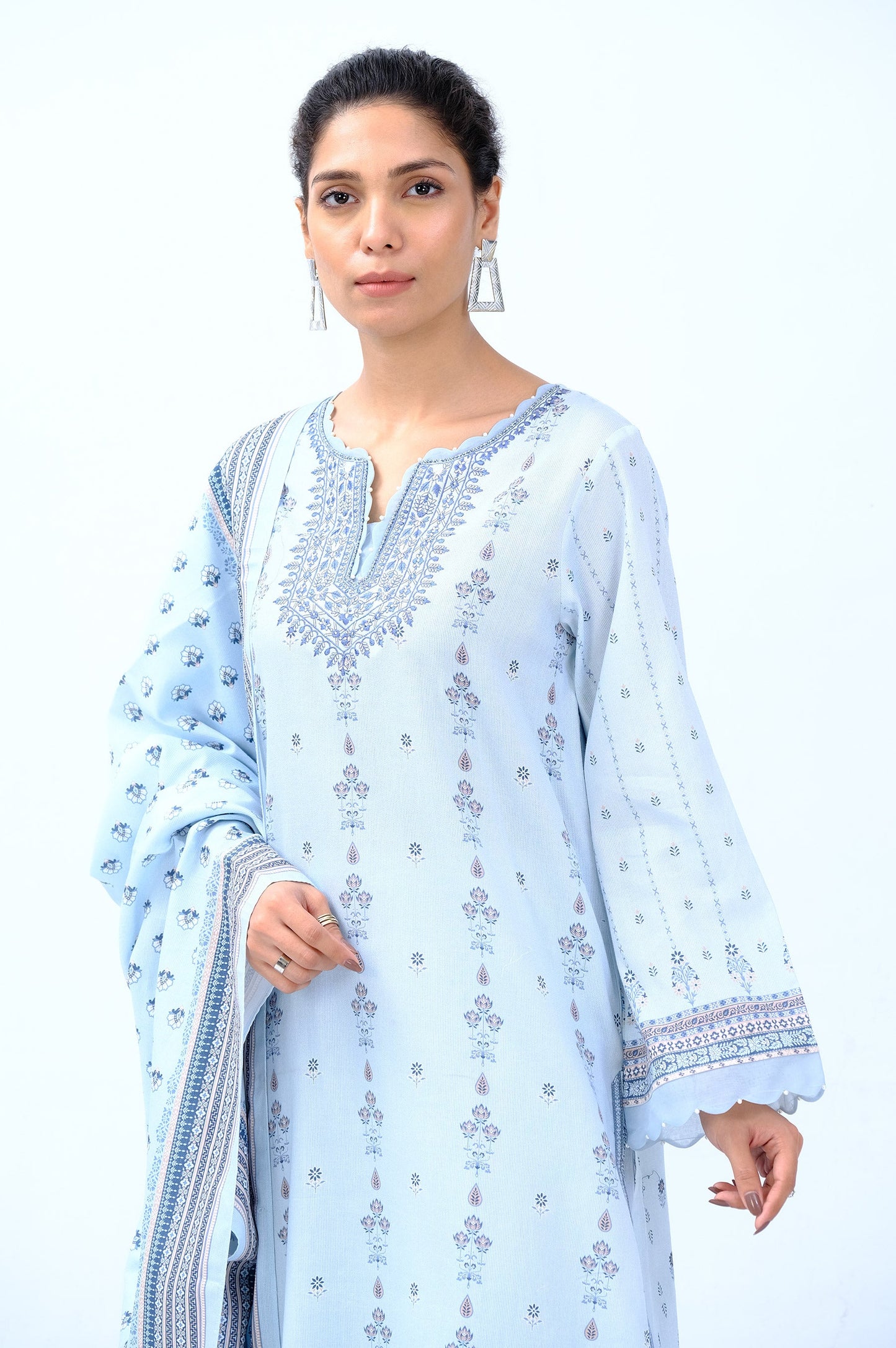 Unstitched 3 Piece Embroidered Cottel Suit
