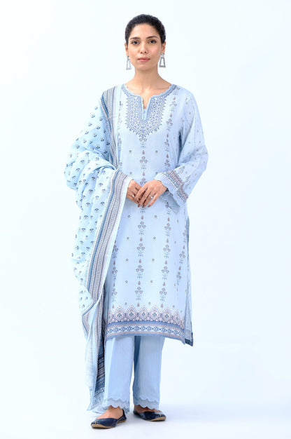 Unstitched 3 Piece Embroidered Cottel Suit