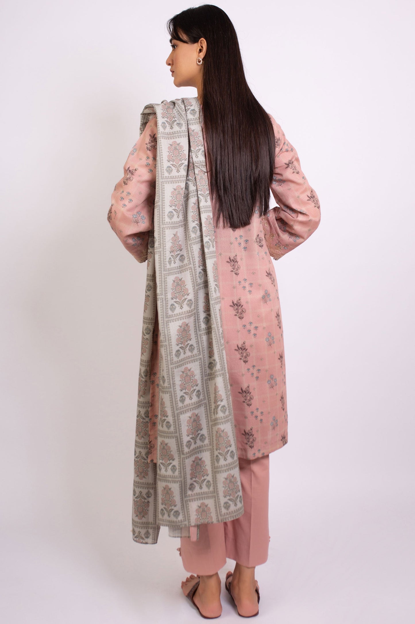 Stitched 3 Piece Embroidered Karandi Suit