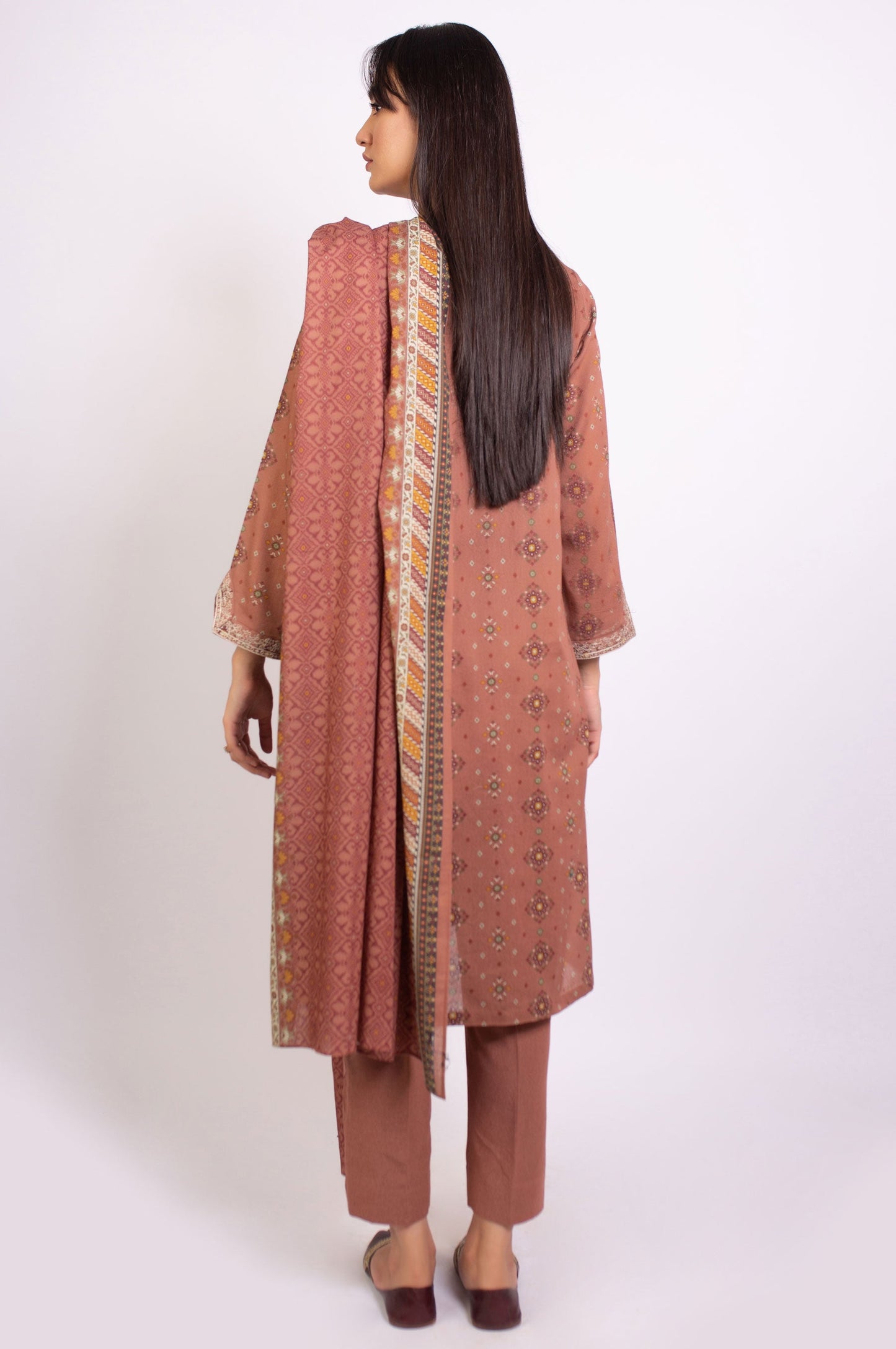 Stitched 3 Piece Embroidered Karandi Suit