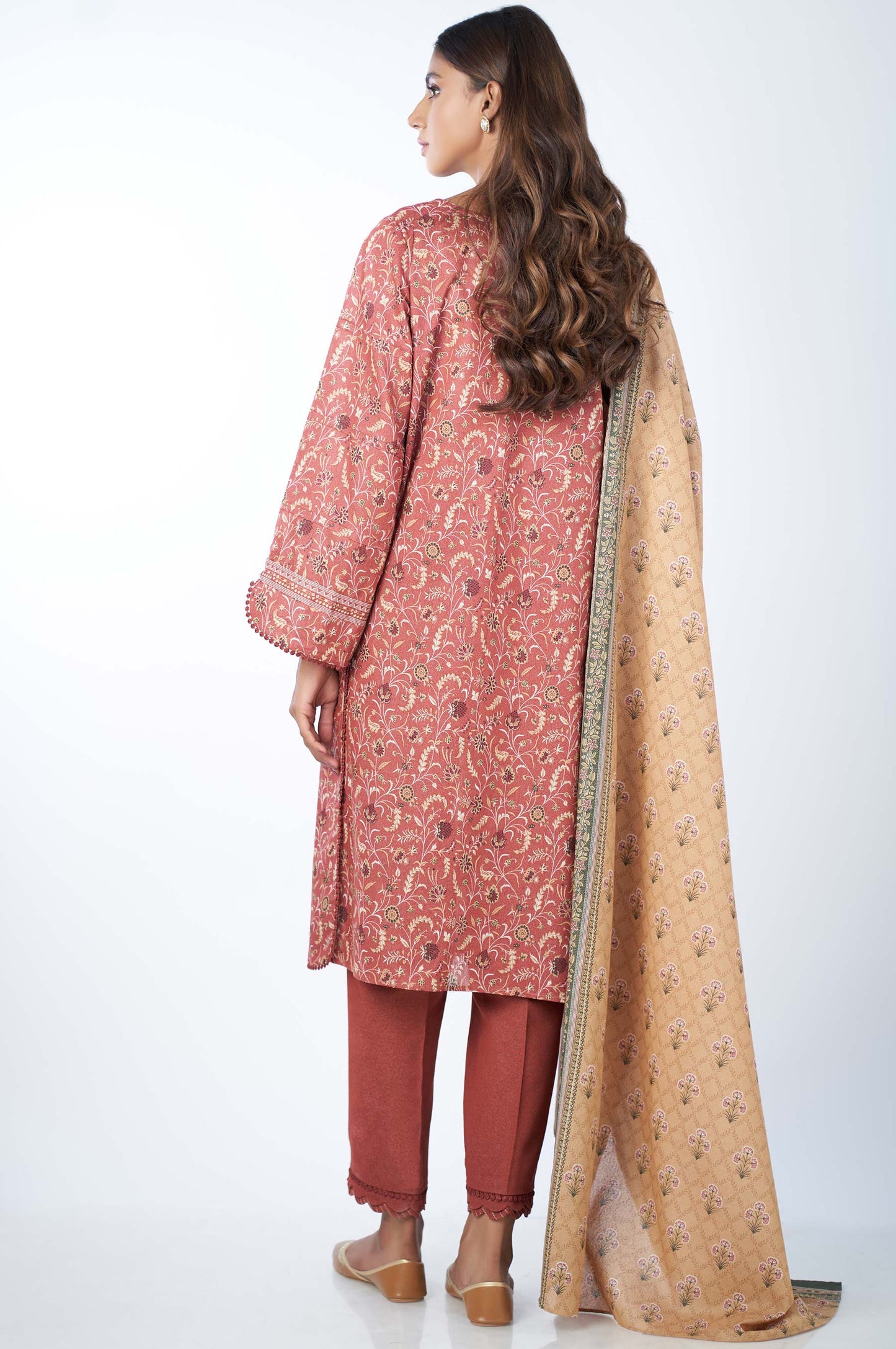 Stitched 3 Piece Printed Karandi Suit
