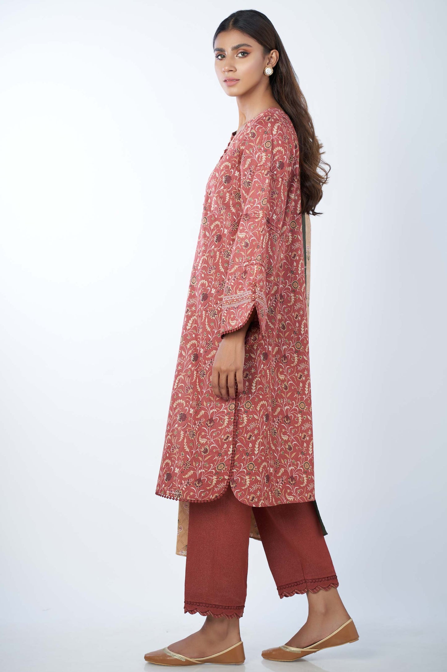 Stitched 3 Piece Printed Karandi Suit