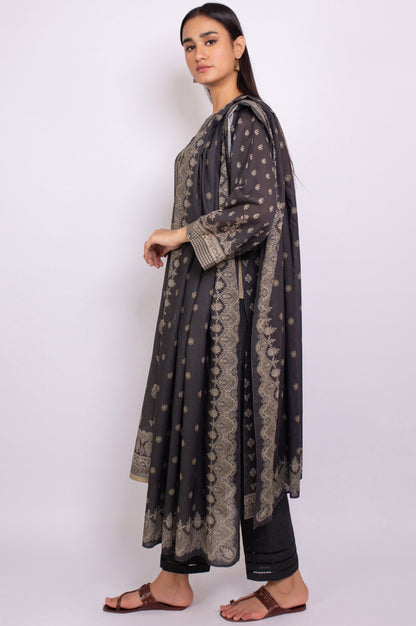 Stitched 3 Piece Printed Karandi Suit