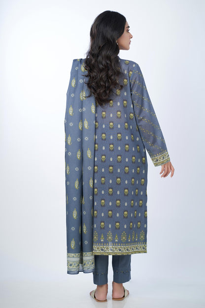 Unstitched 3 Piece Printed Karandi Suit