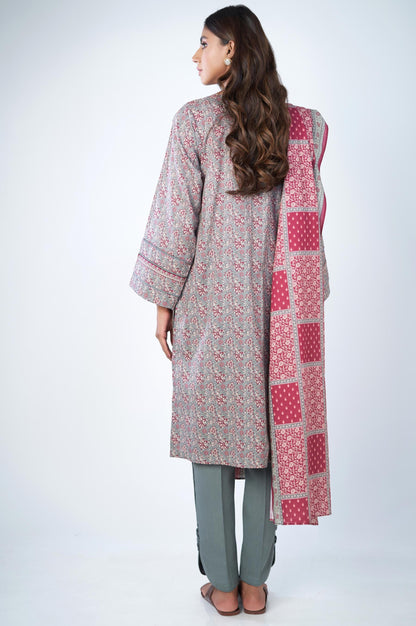 Unstitched 3 Piece Printed Karandi Suit