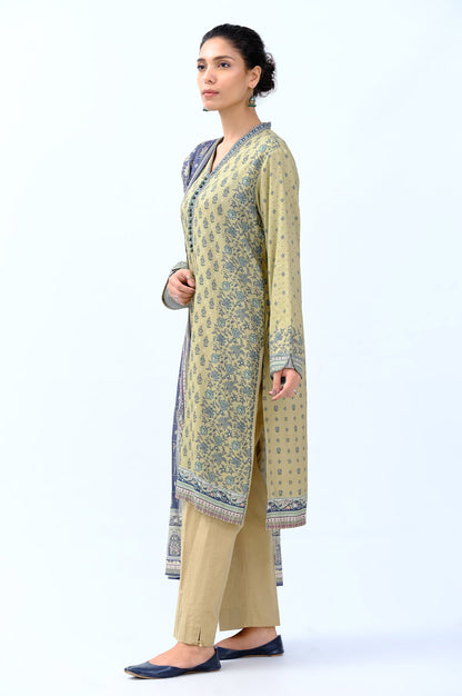 Unstitched 3 Piece Printed Linen Viscose Suit