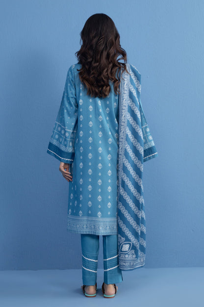 Unstitched 3 Piece Printed Linen Viscose Suit