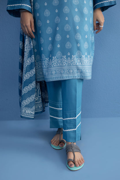 Unstitched 3 Piece Printed Linen Viscose Suit