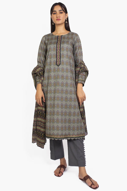 Stitched 3 Piece Printed Doria Linen Viscose Suit