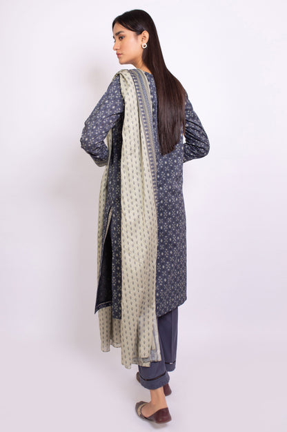 Stitched 3 Piece Embroidered Linen Viscose Suit