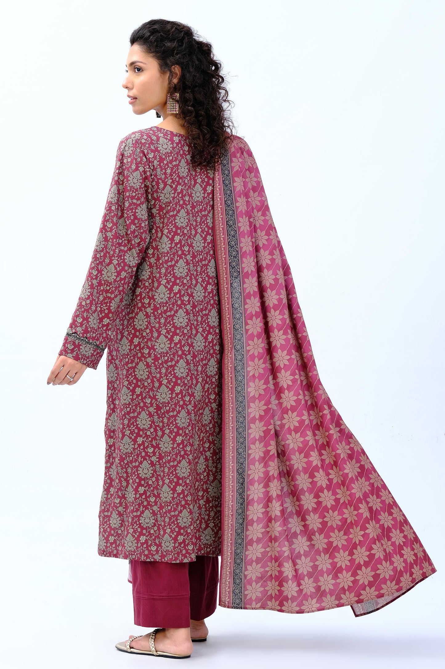 Stitched 3 Piece Printed Doria Linen Viscose Suit
