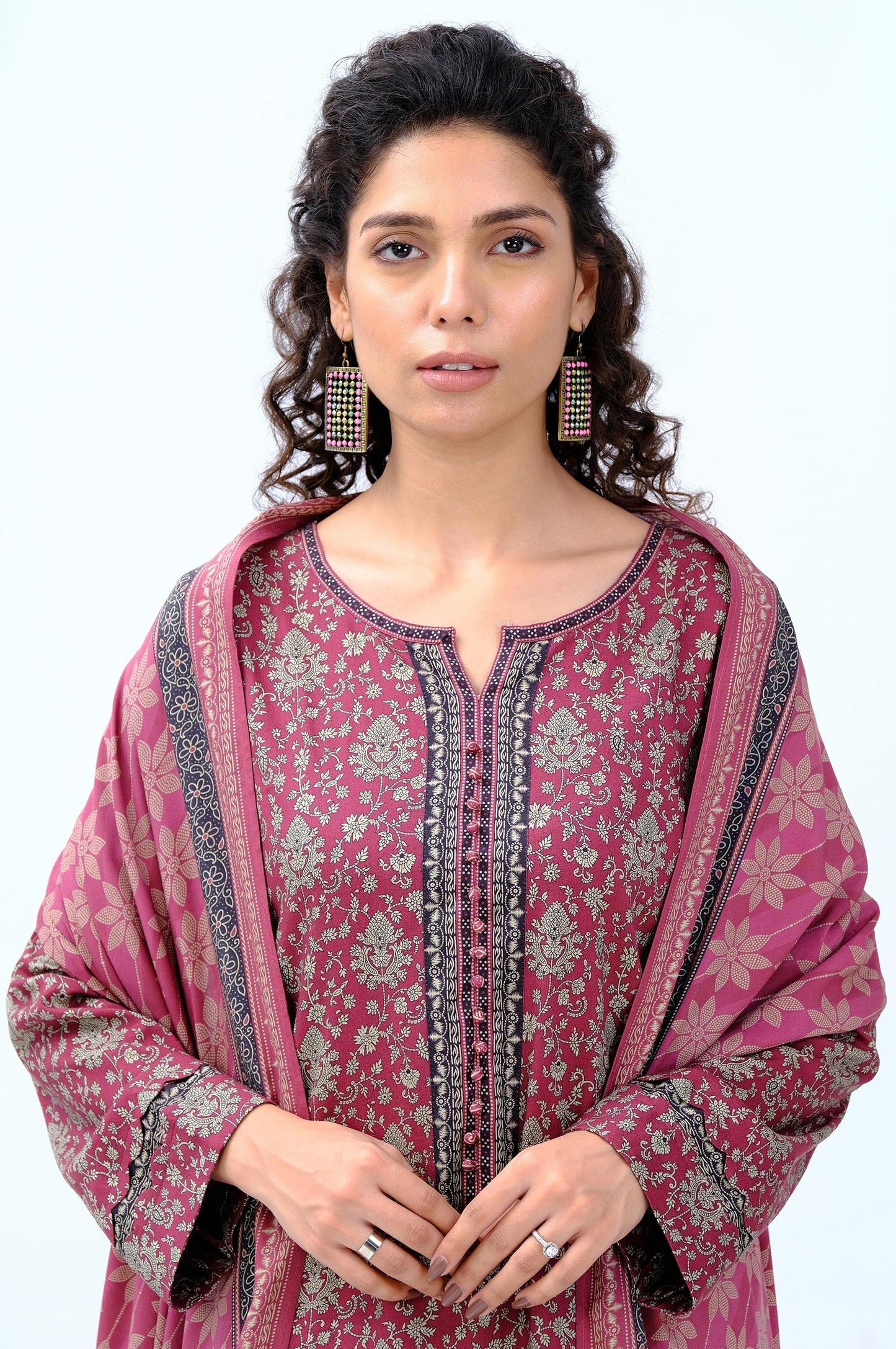 Stitched 3 Piece Printed Doria Linen Viscose Suit