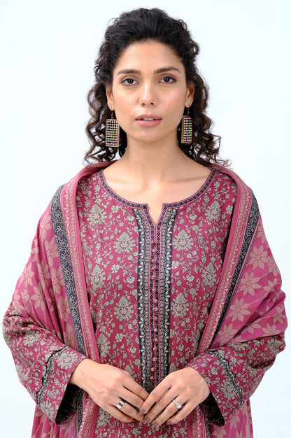Stitched 3 Piece Printed Doria Linen Viscose Suit