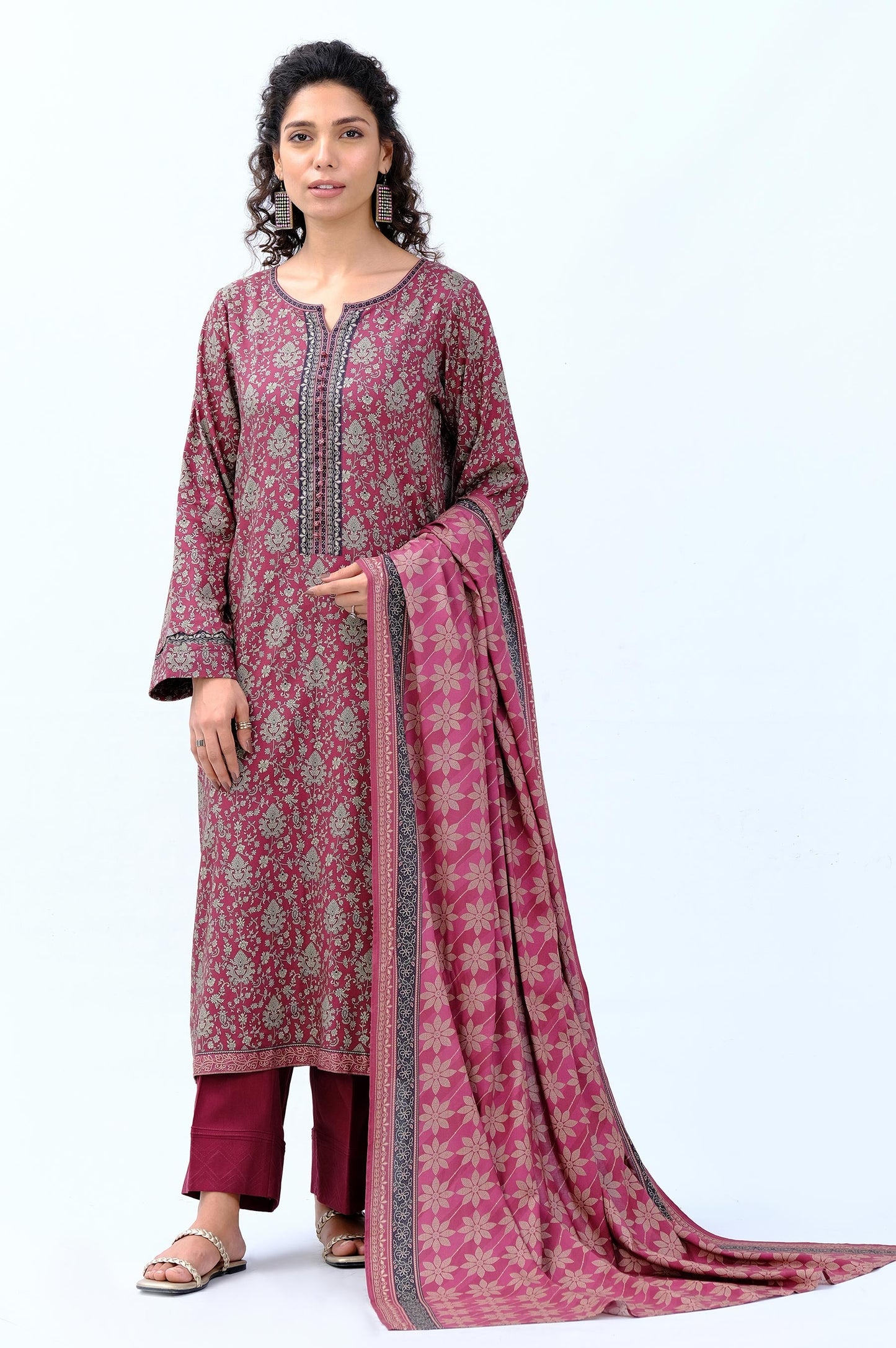 Stitched 3 Piece Printed Doria Linen Viscose Suit