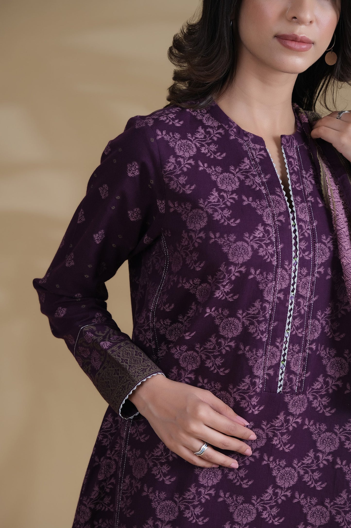 Stitched 3 Pieces Dyed Jacquard Suit