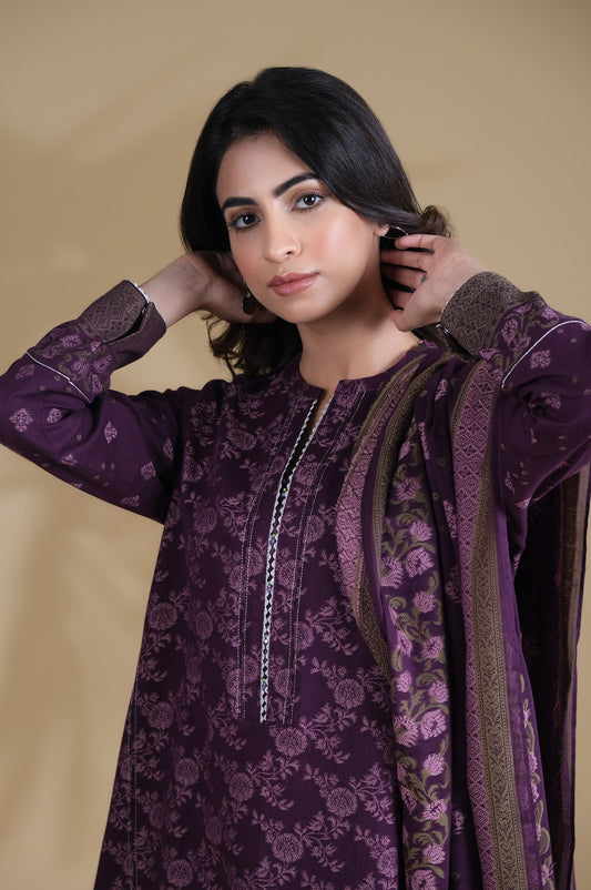 Stitched 3 Pieces Dyed Jacquard Suit