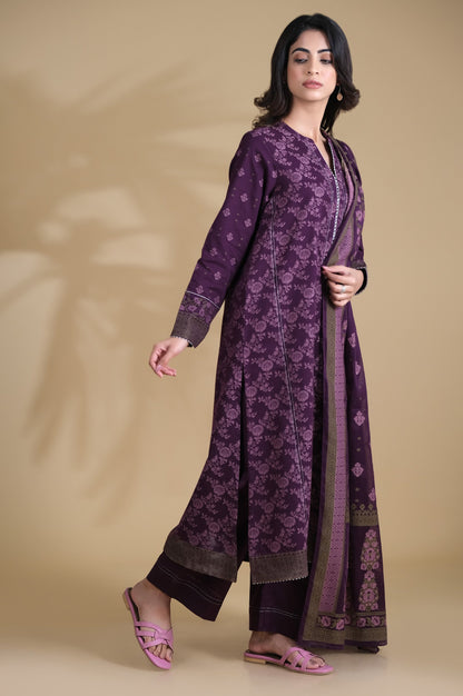 Unstitched 3 Piece Dyed Jacquard Suit