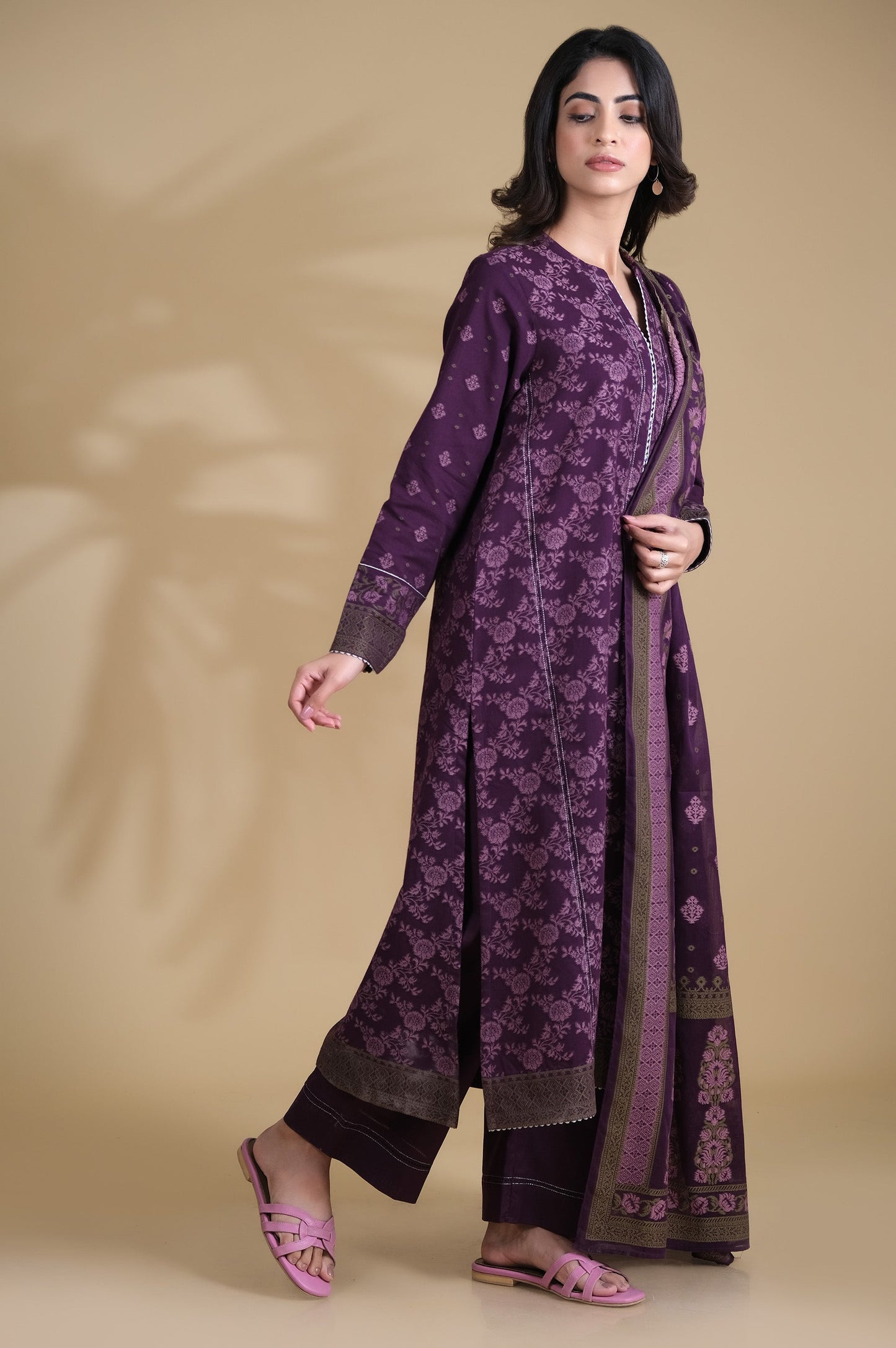 Stitched 3 Pieces Dyed Jacquard Suit