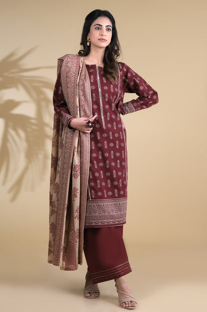 Unstitched 3 Piece Dyed Jacquard Suit