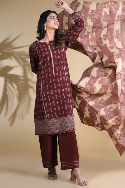 Unstitched 3 Piece Dyed Jacquard Suit