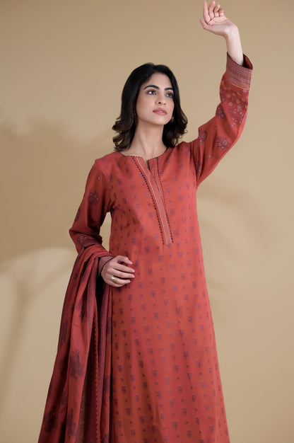 Unstitched 3 Piece Dyed Jacquard Suit