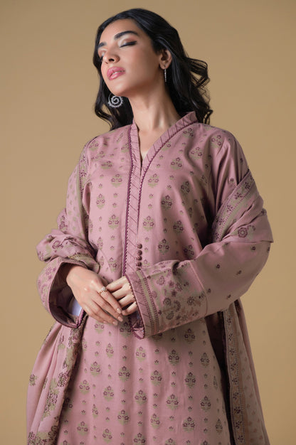 Unstitched 3 Piece Dyed Jacquard Suit