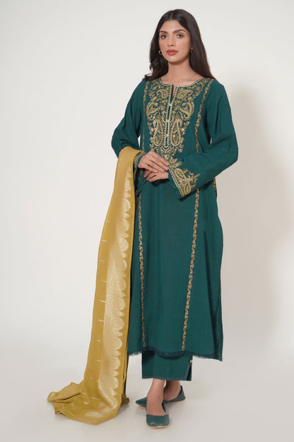 Unstitched 3 Piece Embroidered Dobby Suit
