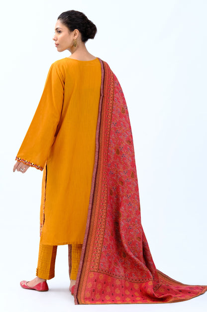 Stitched 3 Piece Embroidered Khaddar Suit