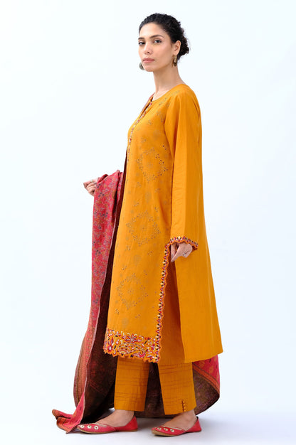 Stitched 3 Piece Embroidered Khaddar Suit