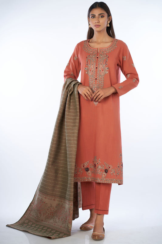Stitched 3 Pieces Khaddar Suit
