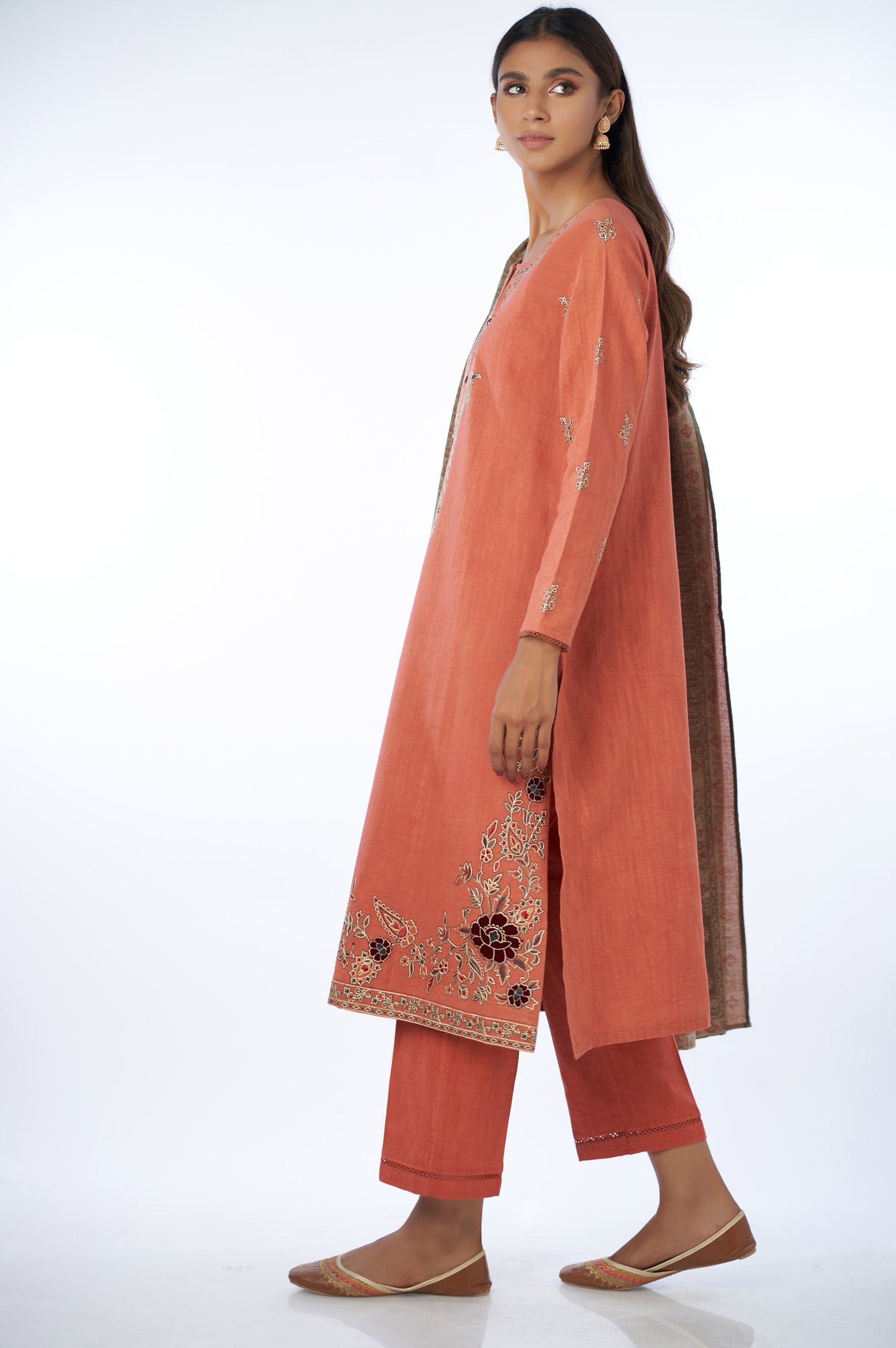 Unstitched 3 Piece Embroidered Khaddar Suit with Yarn Dyed Shawl